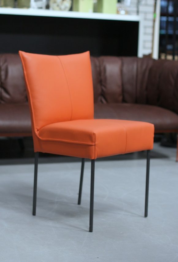 2 eetkamerstoelen Forward Jess design echt leer oranje modern hal54