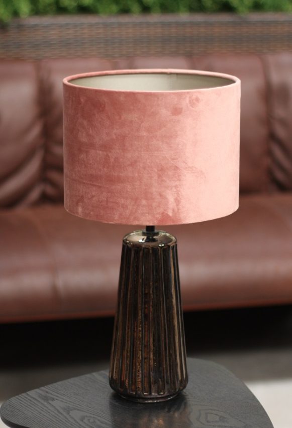 26 tafellamp schemerlamp remi light en living stof velvet roze hal54