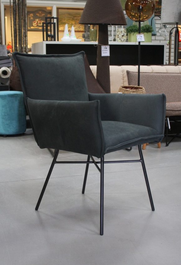 20 eetkamerstoelen Sanne Jess design metaal leer Aurula Black zwart armleuningnen hal54