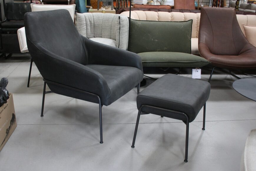 Fauteuil + hocker Jolly Jess Design (Sadie Dark Grey)