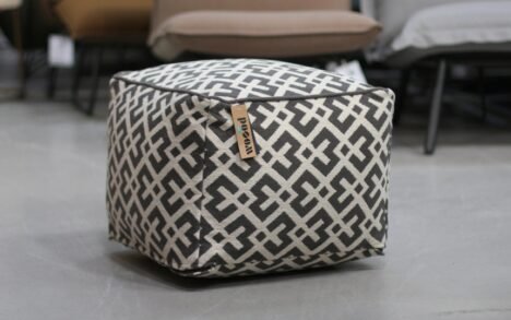 Poef Woood Graphic antraciet