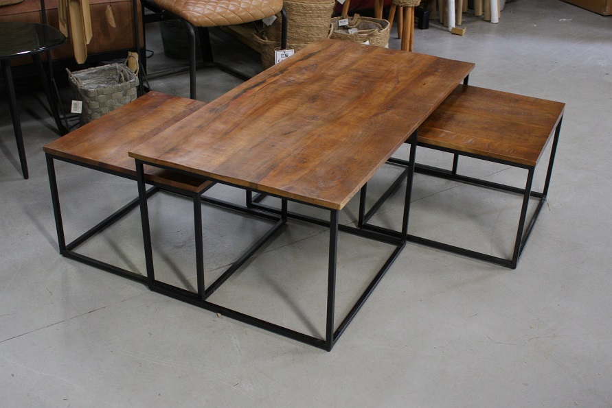 Salontafel rechthoekig (set van 3) naturel