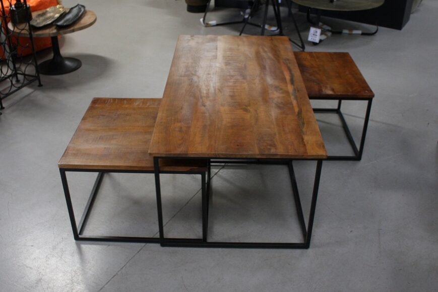 Salontafel rechthoekig (set van 3) naturel - Afbeelding 4