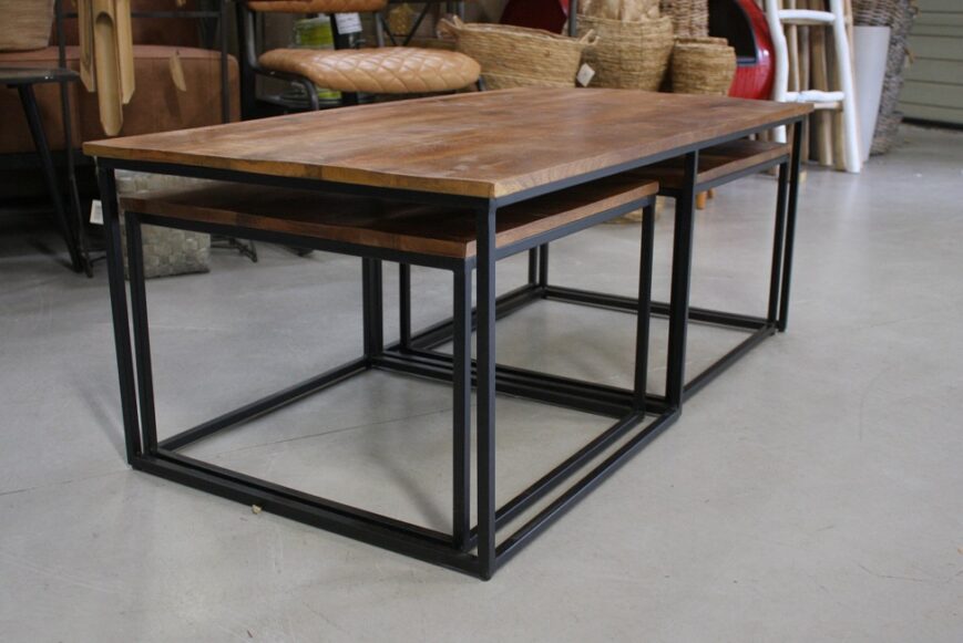 Salontafel rechthoekig (set van 3) naturel - Afbeelding 2