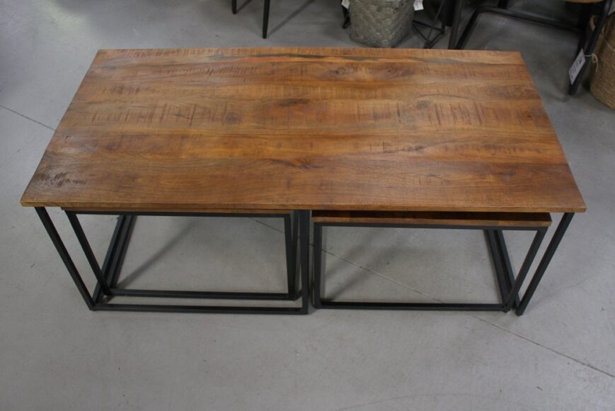 Salontafel rechthoekig (set van 3) naturel - Afbeelding 3