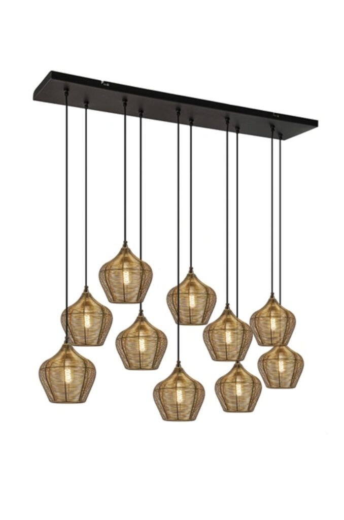 10 lichts hanglamp Alvaro antiek brons