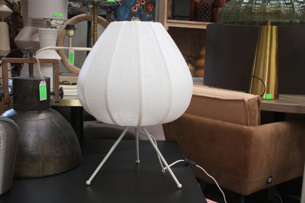 Tafellamp lampion stof creme
