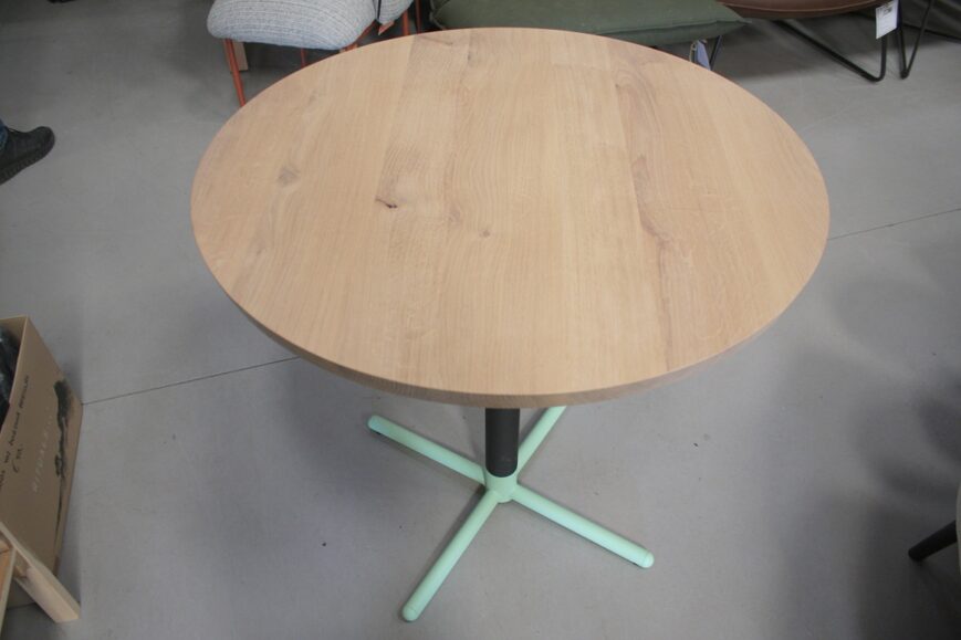 Eettafel eikenhout & metaal Ø80 - Afbeelding 2