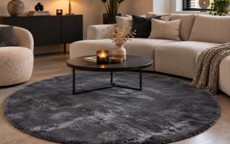 Vloerkleed Comfy Ø200 Dark Grey (gratis verzending)