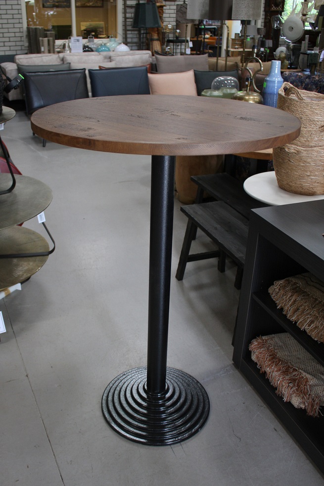 Bartafel / statafel metaal & hout Ø80 cm.