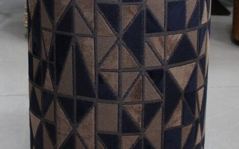 Poef rond stof donkerblauw / zand