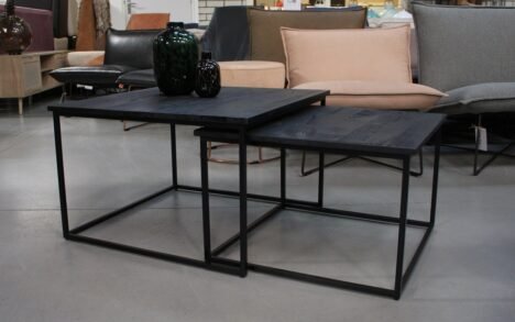 Salontafel vierkant zwart (set van 2)