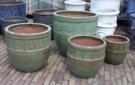 Bloempot groen geglazuurd (maat S)