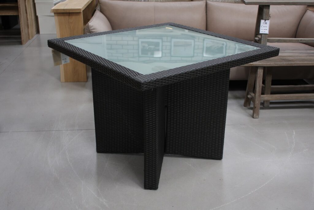 Terrastafel wicker & glasplaat
