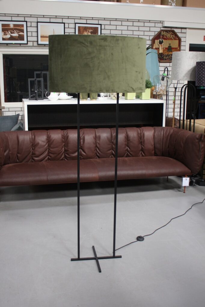 Vloerlamp Cross + velvet lampenkap ovaal