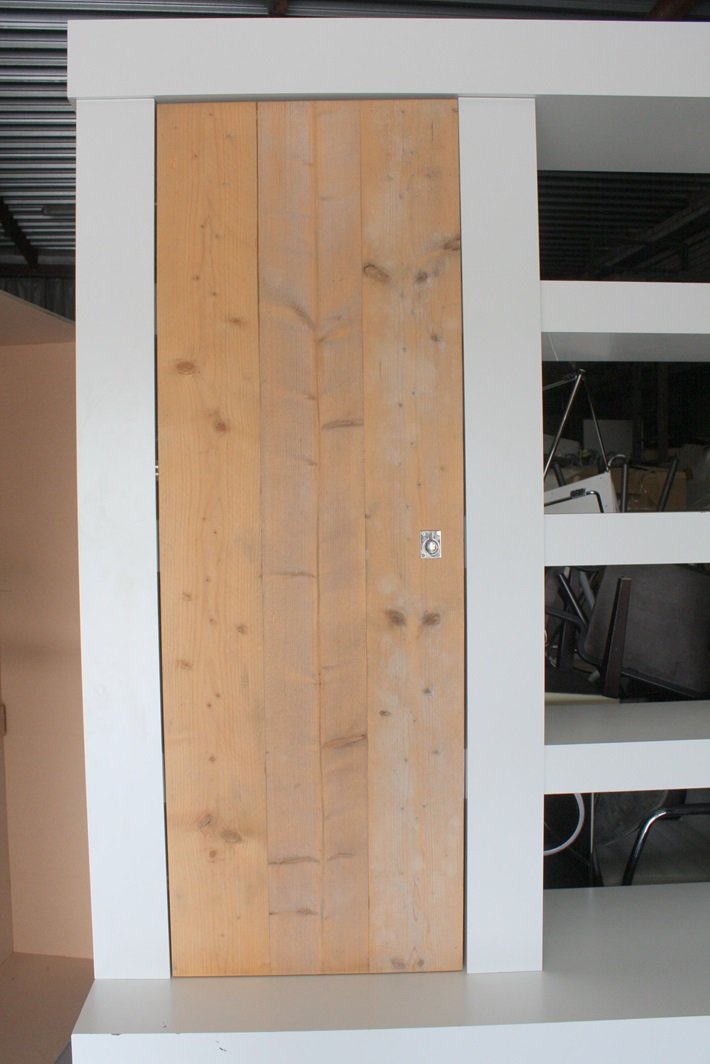 Grote wandkast wit & steigerhout - Afbeelding 3