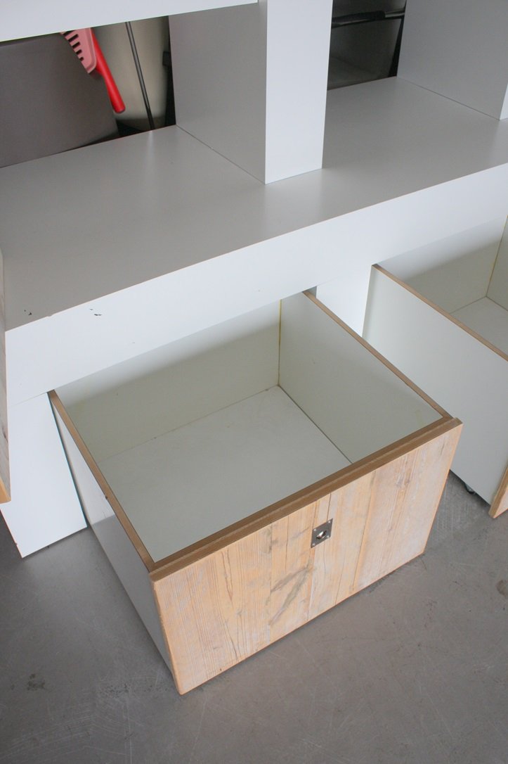 Grote wandkast wit & steigerhout - Afbeelding 4