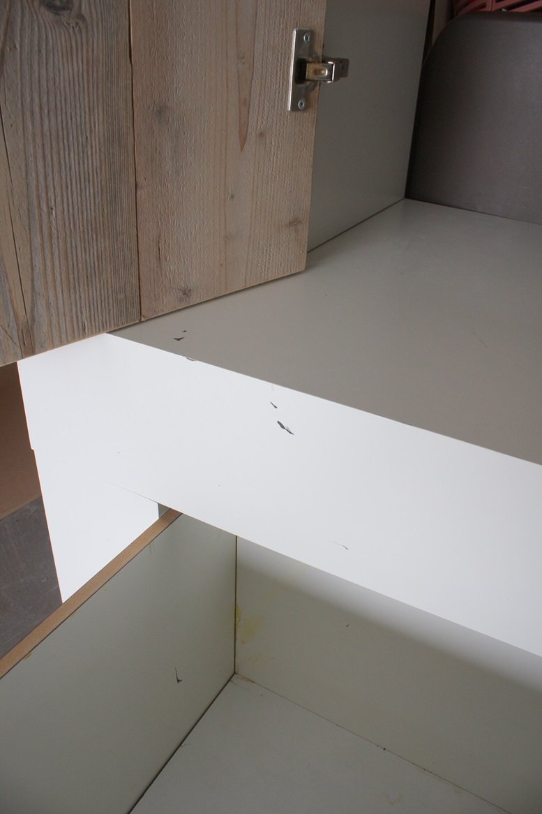 Grote wandkast wit & steigerhout - Afbeelding 5