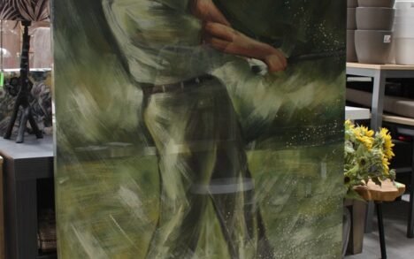 Canvas schilderij Golfer 120 x 165 cm.