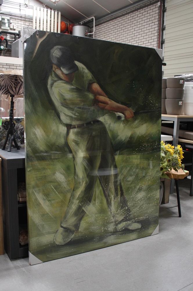Canvas schilderij Golfer 120 x 165 cm.