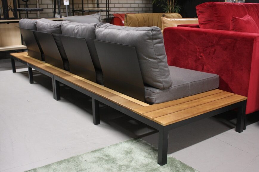 Loungebank: aluminium - acaciahout - stof - Afbeelding 5