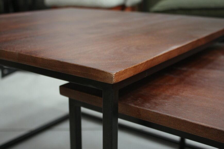 Salontafel vierkant donkerbruin (set van 2) - Afbeelding 3