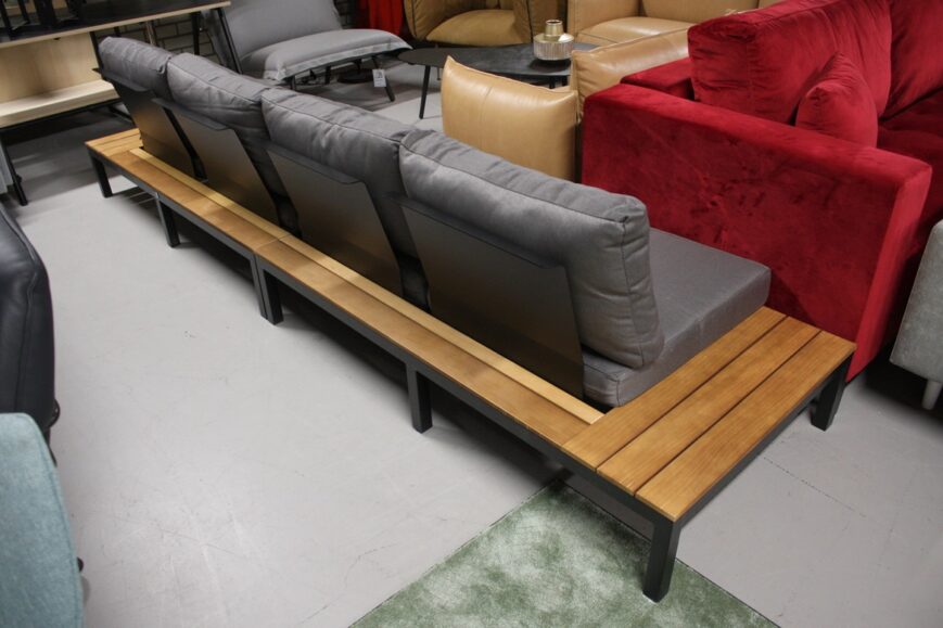 Loungebank: aluminium - acaciahout - stof - Afbeelding 2