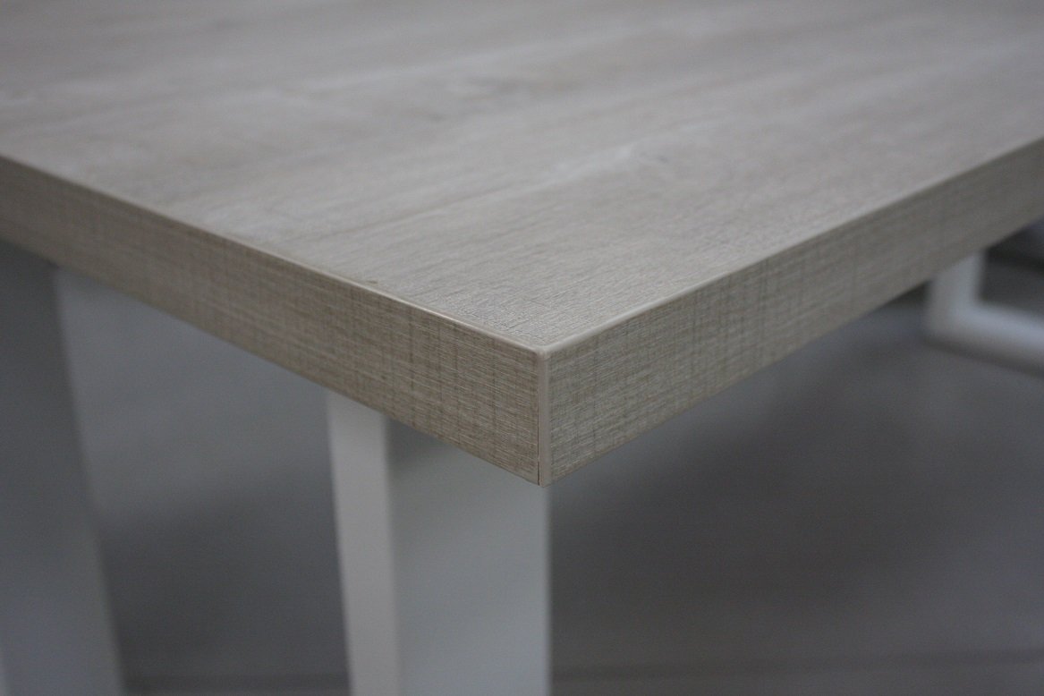 Eettafel wit & licht houtlook melamine - Afbeelding 4