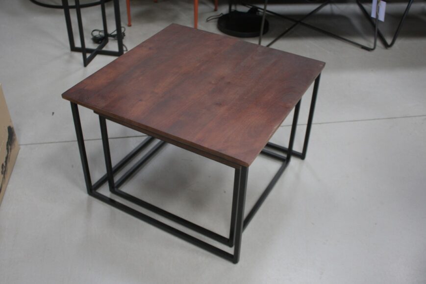 Salontafel vierkant donkerbruin (set van 2) - Afbeelding 4
