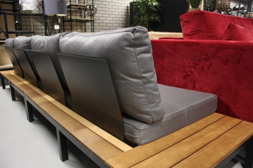 Loungebank: aluminium - acaciahout - stof - Afbeelding 6
