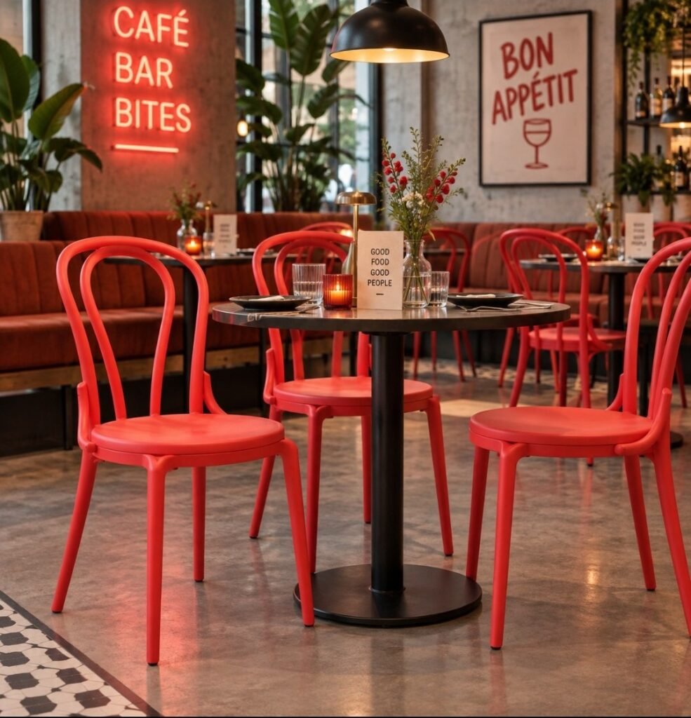 Terrasstoel / eetkamerstoel Bistro rood (kunststof)