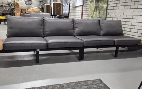 Loungebank: aluminium - acaciahout - stof