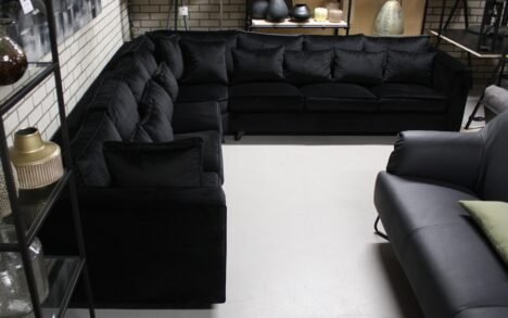 Hoekbank zwart velvet