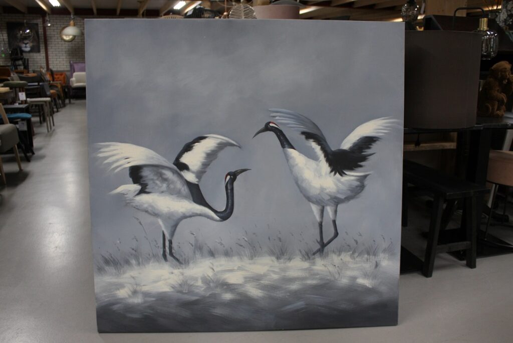 Canvas Japanse kraanvogel 120 x 120 cm.