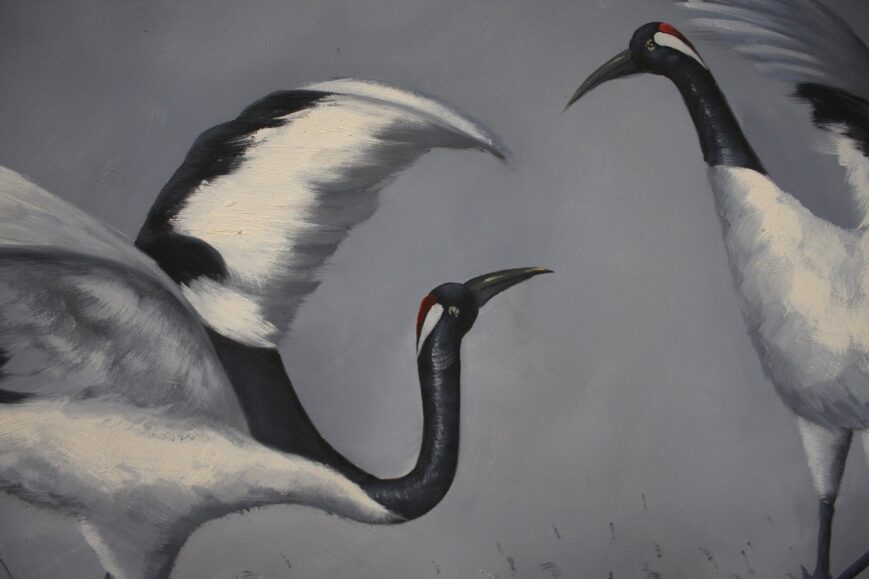 Canvas Japanse kraanvogel 120 x 120 cm. - Afbeelding 2