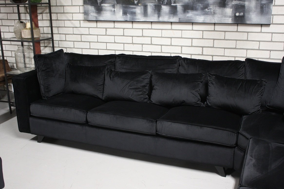 Hoekbank zwart velvet - Afbeelding 4