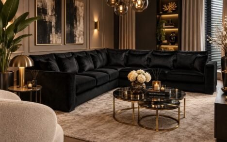 Hoekbank zwart velvet