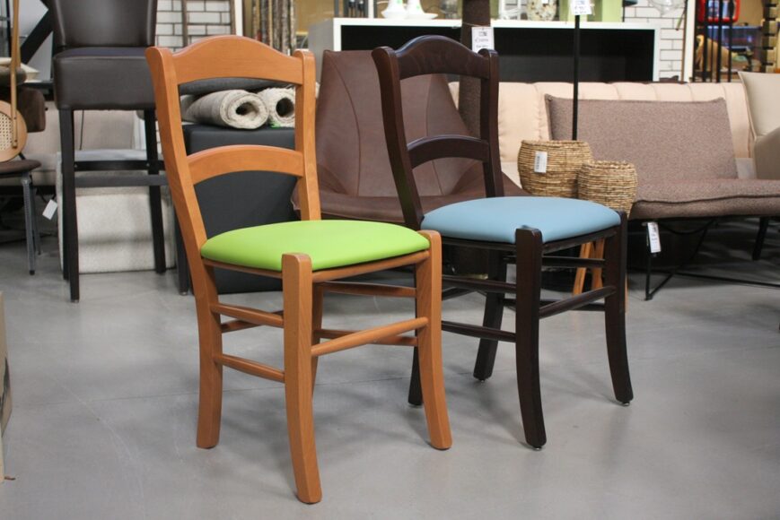 Eetkamerstoel hout & kunstleer