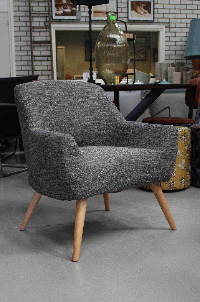 Fauteuil grijs gemeleerde stof