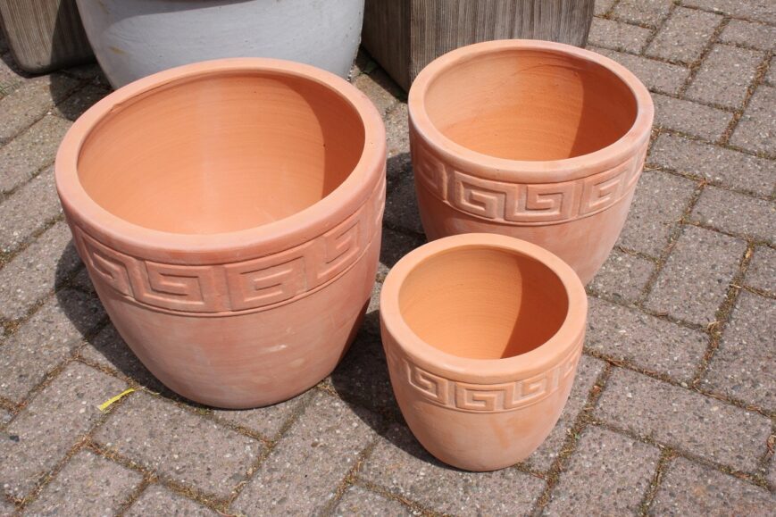 Terracotta Aztec bloempotten - Afbeelding 2