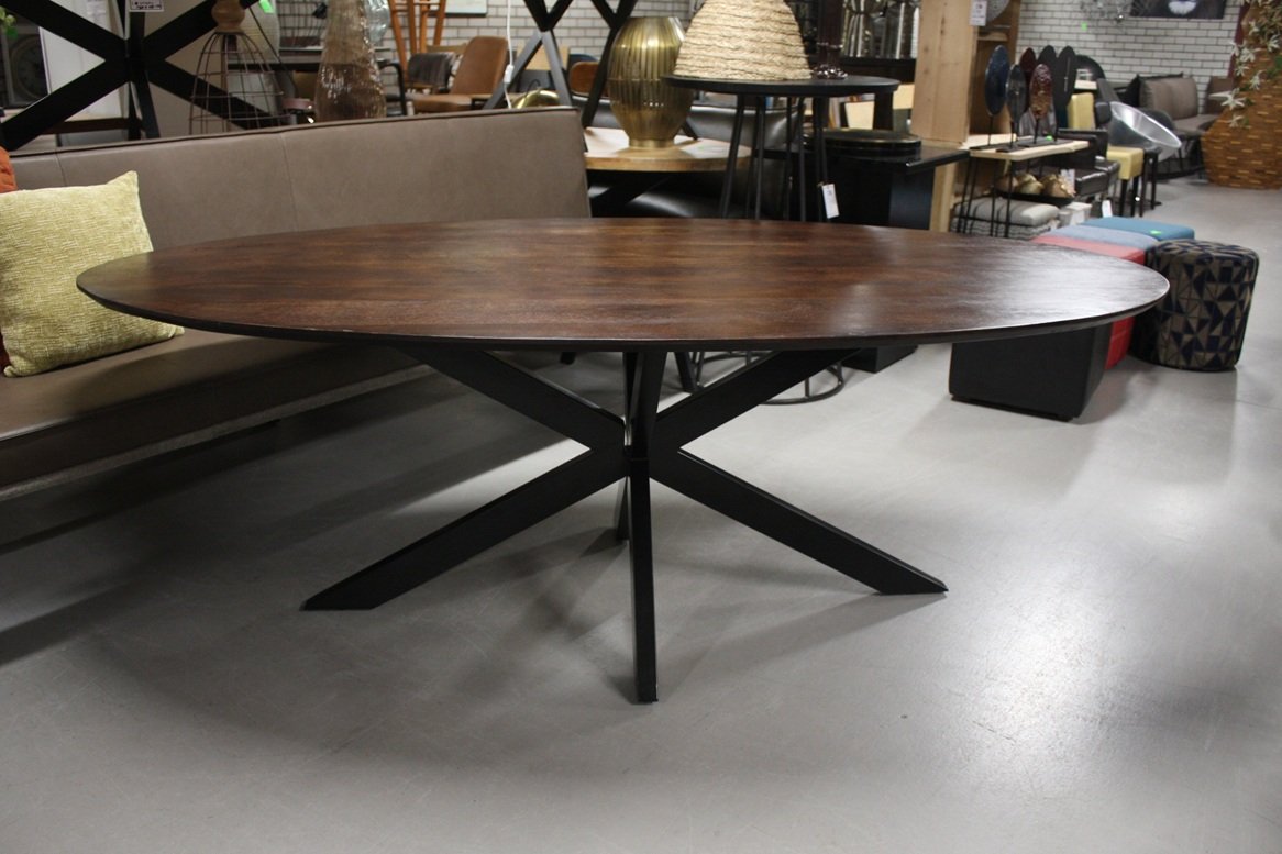 Eettafel mangohout donkerbruin 220x110