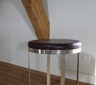 Krukje / hocker metaal en leer