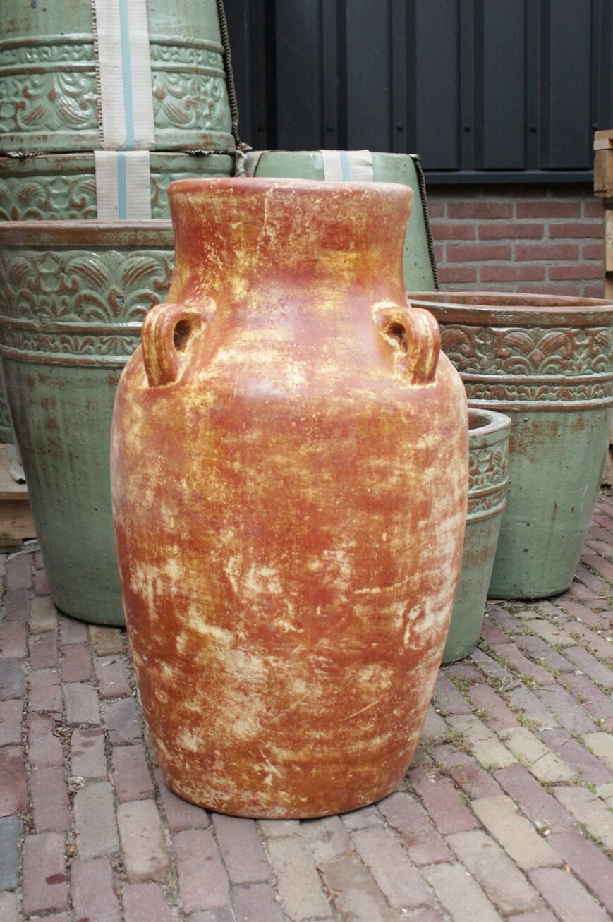 Kruik / amfora aardewerk geel/bruin