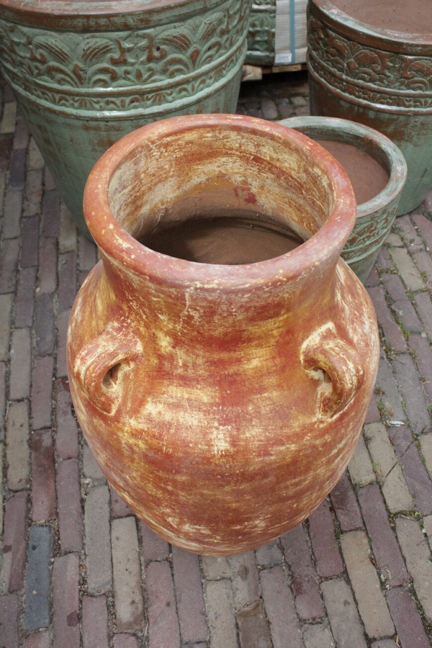 Kruik / amfora aardewerk geel/bruin - Afbeelding 2