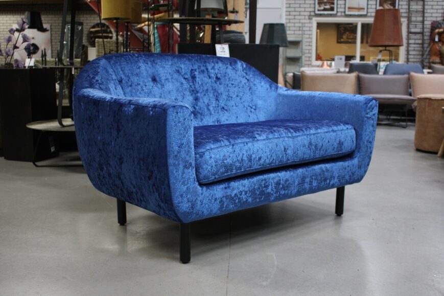 Bank blauw velvet tweezits - Afbeelding 3