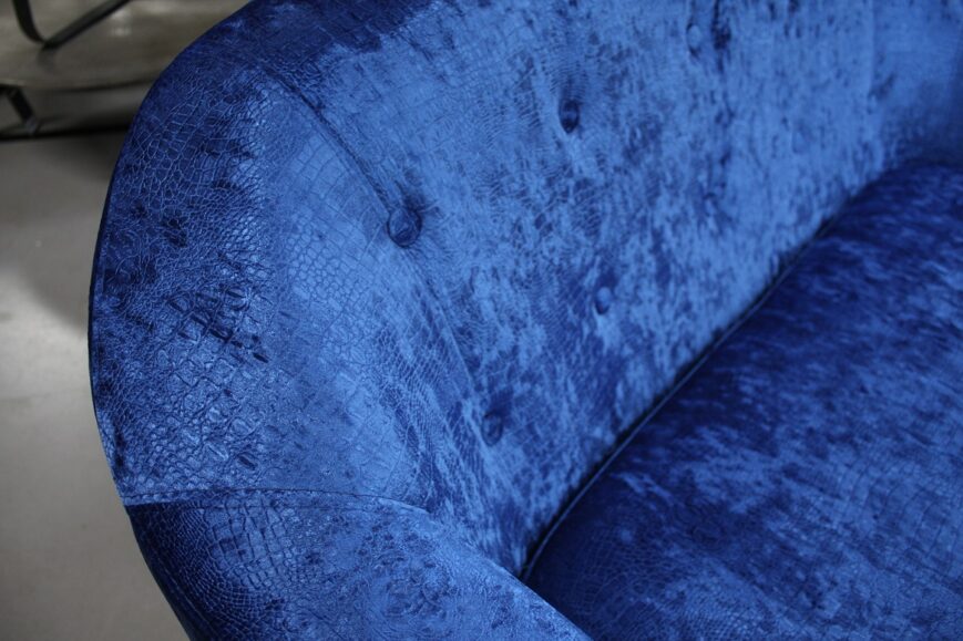 Bank blauw velvet tweezits - Afbeelding 4