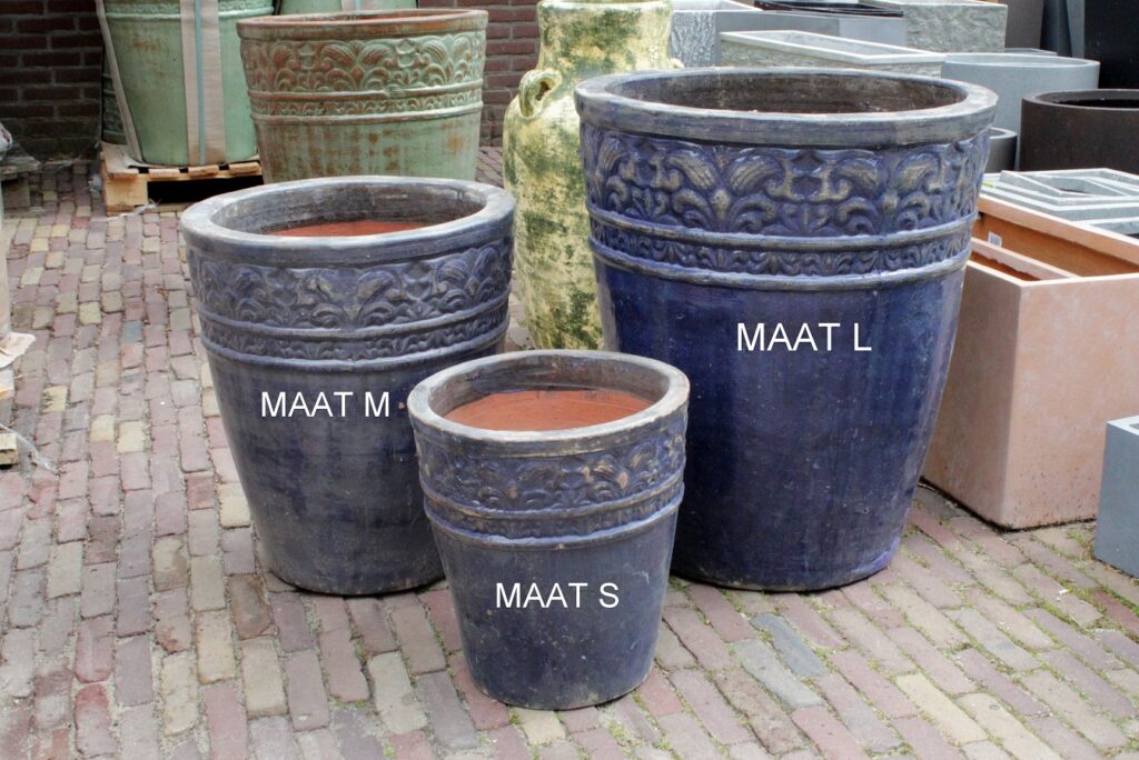 Bloempot geglazuurd blauw (maat L)
