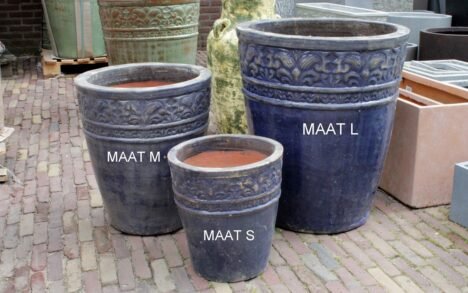 Bloempot geglazuurd blauw (maat S)