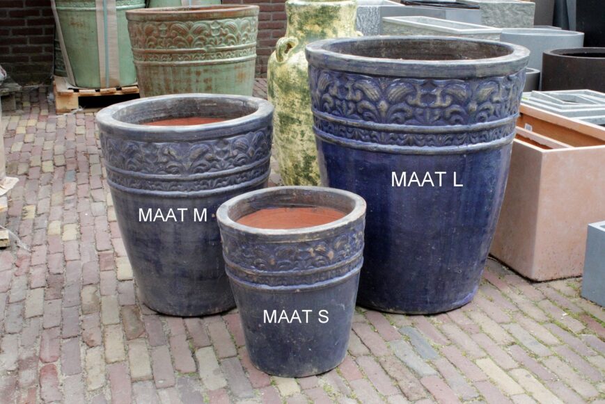 Bloempot geglazuurd blauw (maat S)