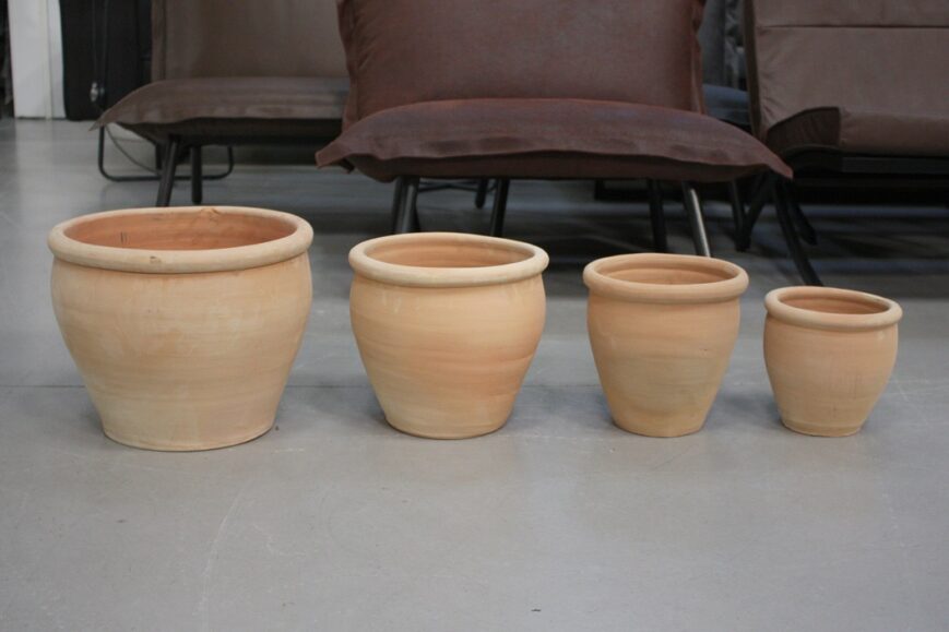 AKTIE!! Bloempotten terracotta (set van 4) Cherry pot glad